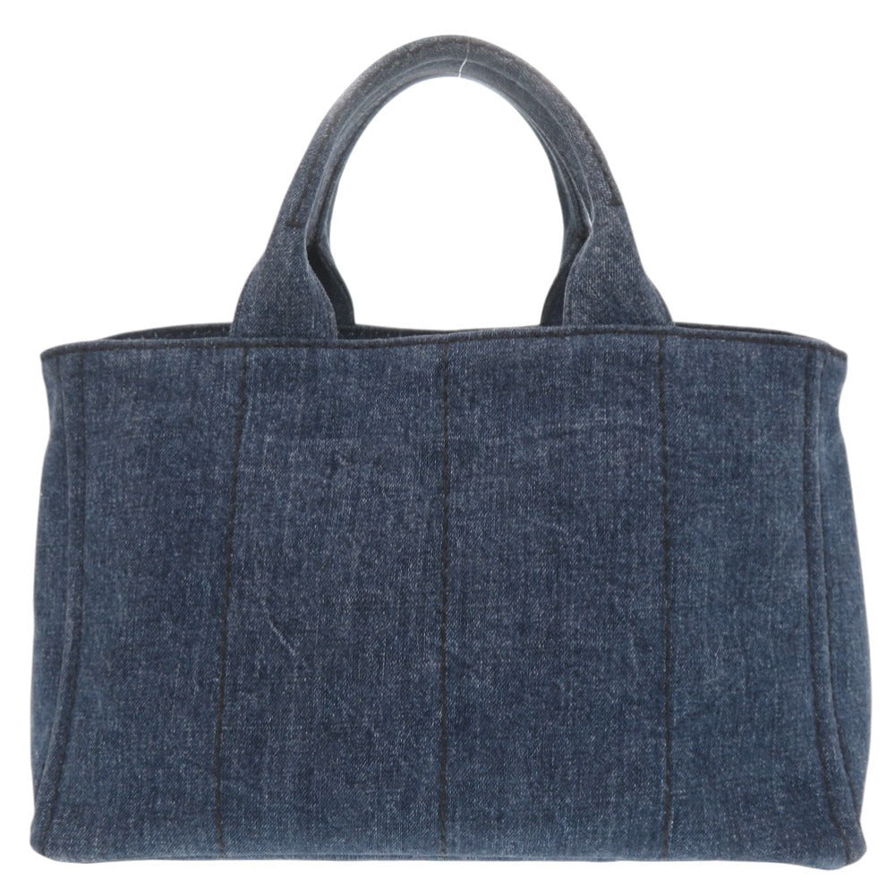 美品 プラダ カナパ デニム ブルー 2WAY トートバッグ ショルダーバッグ ハンドバッグ 0074【中古】PRADA