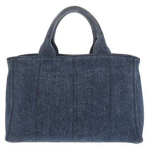 美品 プラダ カナパ デニム ブルー 2WAY トートバッグ ショルダーバッグ ハンドバッグ 0074【中古】PRADA