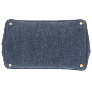 美品 プラダ カナパ デニム ブルー 2WAY トートバッグ ショルダーバッグ ハンドバッグ 0074【中古】PRADA