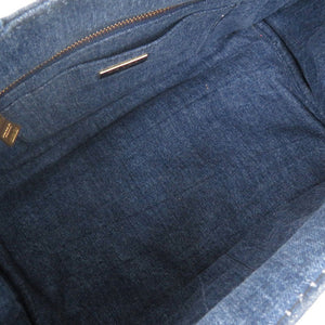 美品 プラダ カナパ デニム ブルー 2WAY トートバッグ ショルダーバッグ ハンドバッグ 0074【中古】PRADA