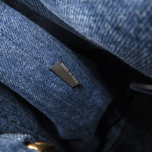 美品 プラダ カナパ デニム ブルー 2WAY トートバッグ ショルダーバッグ ハンドバッグ 0074【中古】PRADA