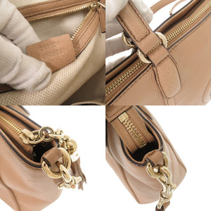 美品 グッチ ソーホー 369176 レザー ピンクベージュ 2WAY ハンドバッグ ショルダーバッグ 0082【中古】GUCCI