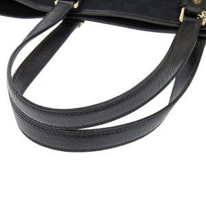 美品 グッチ 137396 シェリーライン GG キャンバス ブラック トートバッグ 黒 グリーン 0090【中古】GUCCI