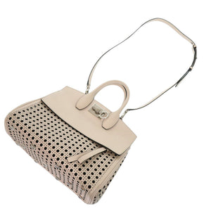 サルヴァトーレフェラガモ ガンチーニ AU-21/H692 レザー ベージュ 2way ハンドバッグ 0113【中古】Salvatore Ferragamo