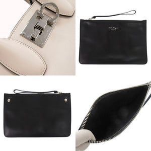 サルヴァトーレフェラガモ ガンチーニ AU-21/H692 レザー ベージュ 2way ハンドバッグ 0113【中古】Salvatore Ferragamo