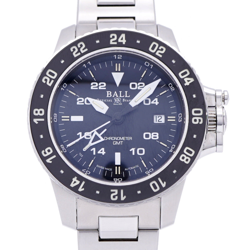 美品 ボールウォッチ エアロ GMT DG2016A-SCJ-BK 自動巻き 腕時計 SS ブラック 黒文字盤 0124【中古】BALL WATCH メンズ