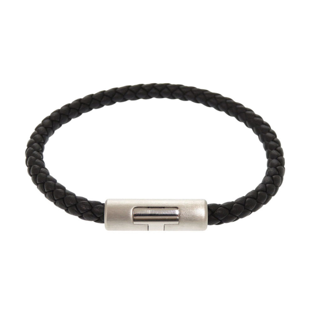 新品同様 エルメス パズルアッシュ ヴォースイフト シルバー金具 ブラック ブレスレット 0127【中古】HERMES メンズ