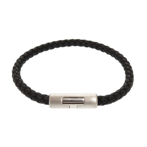 新品同様 エルメス パズルアッシュ ヴォースイフト シルバー金具 ブラック ブレスレット 0127【中古】HERMES メンズ