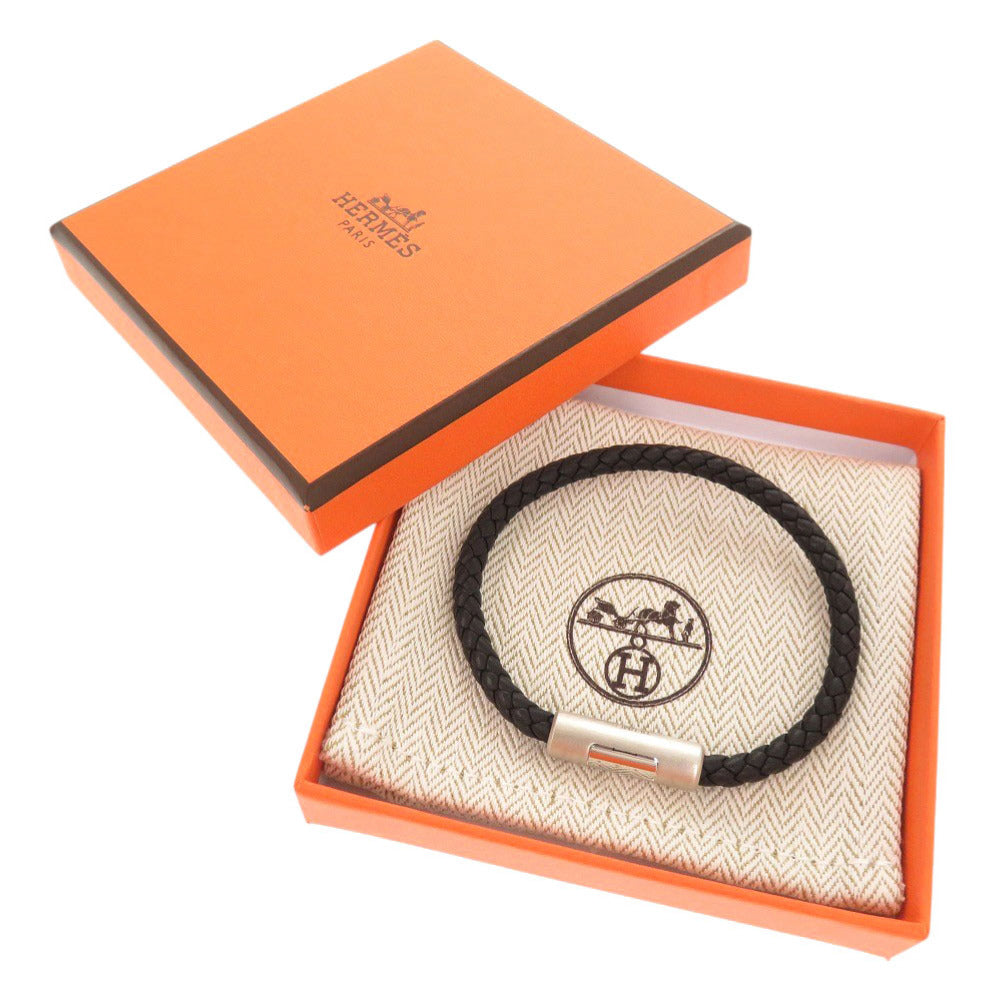 新品同様 エルメス パズルアッシュ ヴォースイフト シルバー金具 ブラック ブレスレット 0127【中古】HERMES メンズ
