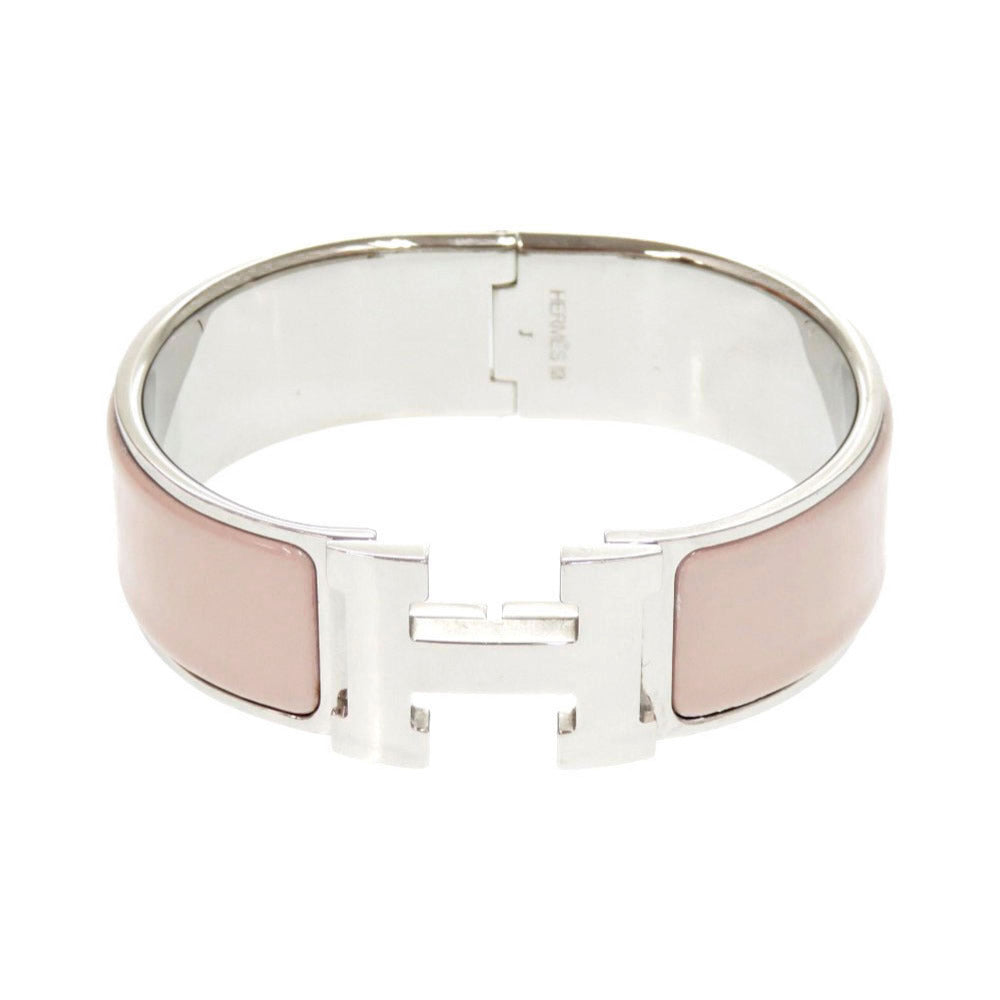 美品 エルメス Hモチーフ クリッククラックGM メタル ピンクベージュ ブレスレット バングル 0139【中古】HERMES