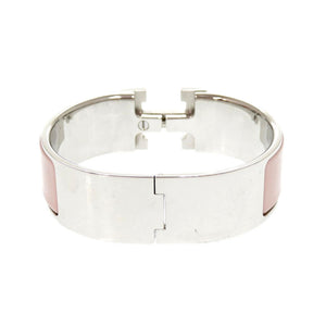 美品 エルメス Hモチーフ クリッククラックGM メタル ピンクベージュ ブレスレット バングル 0139【中古】HERMES