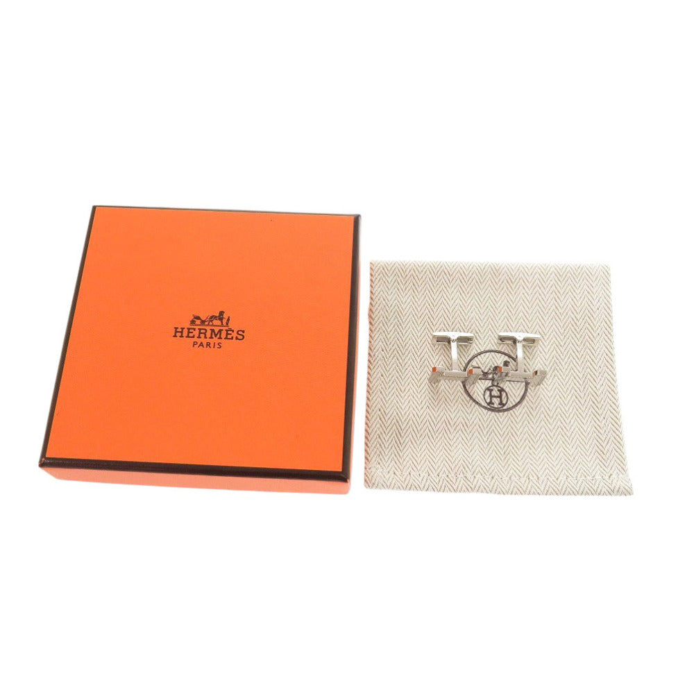 新品同様 エルメス カフリンクス H・オ・カレ H077189FP00 メタル シルバー カフス 0159【中古】HERMES