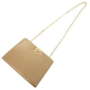 美品 サルヴァトーレ フェラガモ チェーンショルダー ガンチーニ BP-21 8753 カーフレザー ベージュ ゴールド金具 ショルダーバッグ 0184 【中古】 Salvatore Ferragamo