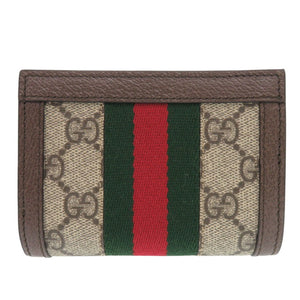 未使用 グッチ オフィディア ミディアム 813296 GG スプリーム PVCコーティングキャンバス レザー ブラウン 二つ折り財布 0191【中古】GUCCI