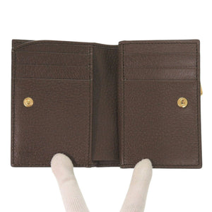 未使用 グッチ オフィディア ミディアム 813296 GG スプリーム PVCコーティングキャンバス レザー ブラウン 二つ折り財布 0191【中古】GUCCI