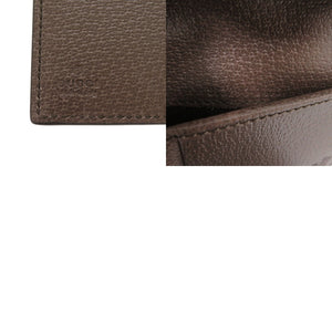 未使用 グッチ オフィディア ミディアム 813296 GG スプリーム PVCコーティングキャンバス レザー ブラウン 二つ折り財布 0191【中古】GUCCI