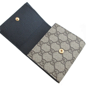 未使用 グッチ コンパクトウォレット GGマーモント 598587 GGスプリーム レザー ベージュ ブラック 黒 2つ折り財布 財布 0204【中古】GUCCI