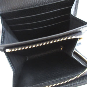 未使用 グッチ コンパクトウォレット GGマーモント 598587 GGスプリーム レザー ベージュ ブラック 黒 2つ折り財布 財布 0204【中古】GUCCI