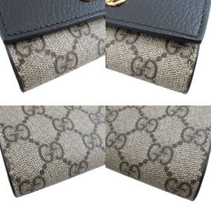 未使用 グッチ コンパクトウォレット GGマーモント 598587 GGスプリーム レザー ベージュ ブラック 黒 2つ折り財布 財布 0204【中古】GUCCI