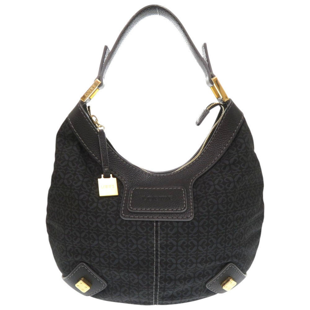 新品同様 ロエベ キャンバス レザー ネイビー ワンショルダーバッグ ショルダーバッグ 0212【中古】LOEWE