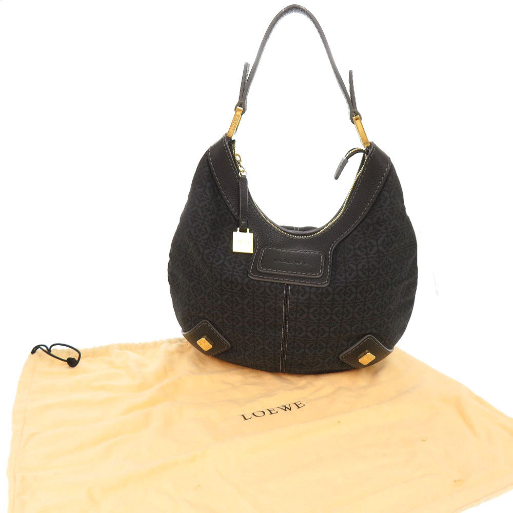 新品同様 ロエベ キャンバス レザー ネイビー ワンショルダーバッグ ショルダーバッグ 0212【中古】LOEWE