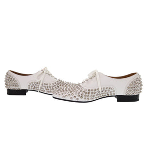 未使用 クリスチャンルブタン FREDDY FLAT CALF PLONGE スタッズ シューズ 3180950 サイズ40.5 レザー ホワイト 白 0228【中古】Christian Louboutin