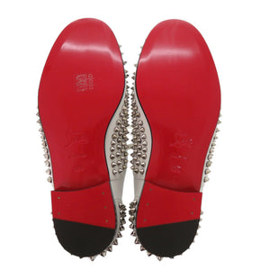 未使用 クリスチャンルブタン FREDDY FLAT CALF PLONGE スタッズ シューズ 3180950 サイズ40.5 レザー ホワイト 白 0228【中古】Christian Louboutin