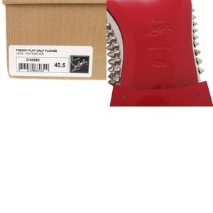 未使用 クリスチャンルブタン FREDDY FLAT CALF PLONGE スタッズ シューズ 3180950 サイズ40.5 レザー ホワイト 白 0228【中古】Christian Louboutin