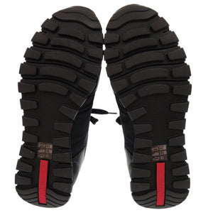 未使用品 プラダ プラダスポーツ 4E3052 サイズ6 1/2 レザー ブラック ブルー スニーカー 0229【中古】PRADA メンズ