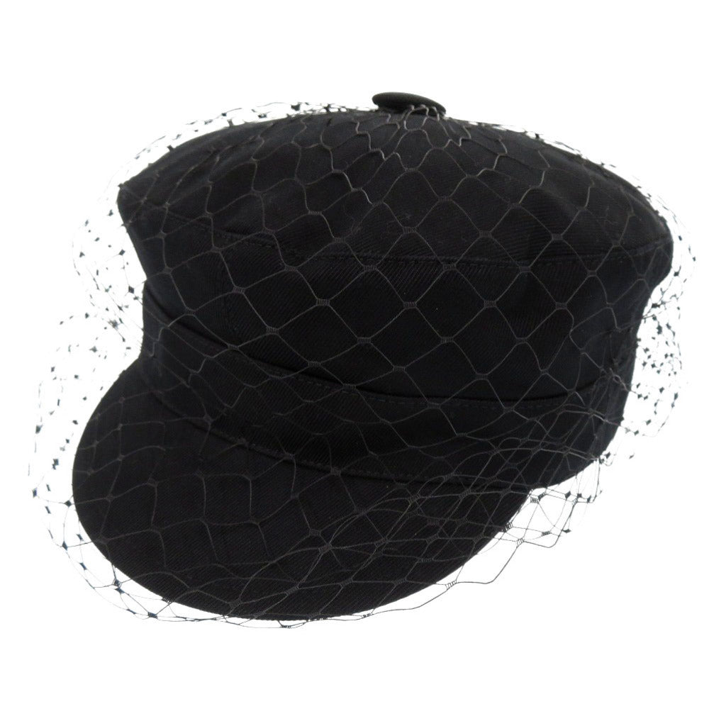 美品 クリスチャンディオール DIOR ARTY チュール付き サイズ57 86ATY920G130 コットン ブラック キャスケット 帽子 黒 0231【中古】Christian Dior