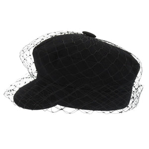 美品 クリスチャンディオール DIOR ARTY チュール付き サイズ57 86ATY920G130 コットン ブラック キャスケット 帽子 黒 0231【中古】Christian Dior