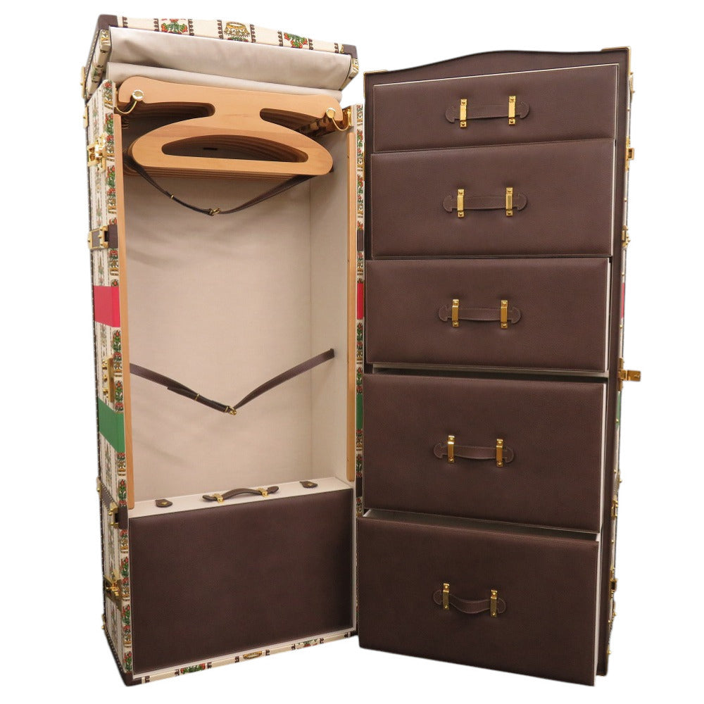 未使用 グッチ サヴォイ GUCCI 100 MUSIC 194058 100周年 トランク ワードローブ キャンバス レザー ウッド ベージュ 0251 【中古】GUCCI メンズ