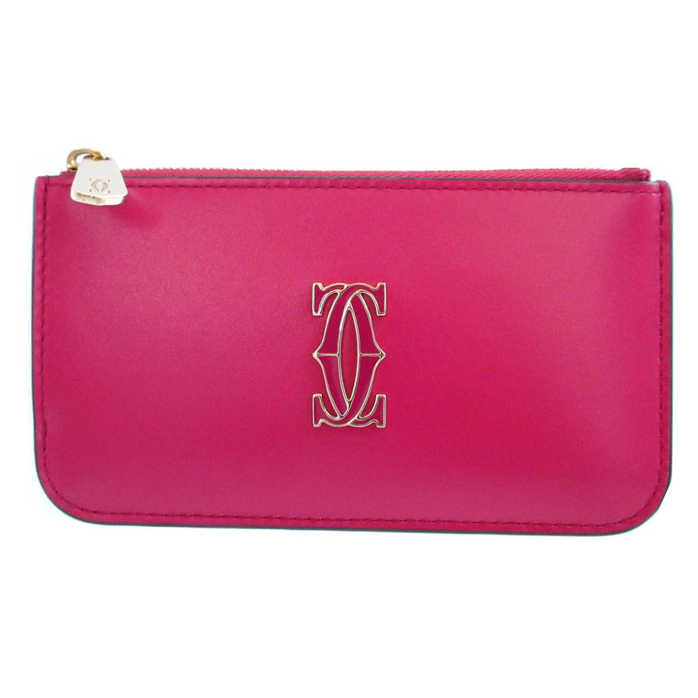 新品同様 カルティエ ドゥーブルCドゥカルティエ L3001893 レザー ピンク カードケース コインケース フラグメントケース 0256【中古】Cartier