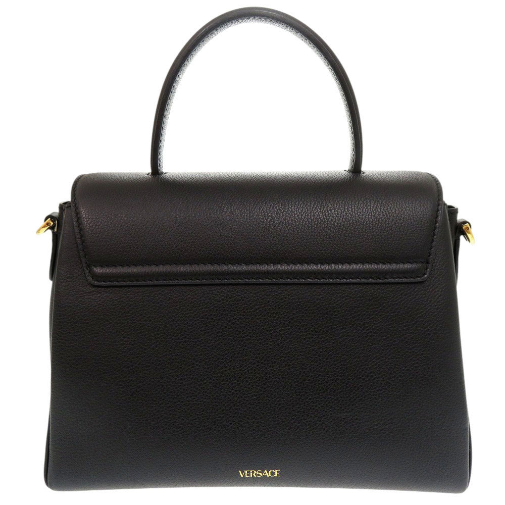 美品 ジャンニ ヴェルサーチ ラ メドゥーサ レザー ブラック 2WAY ハンドバッグ ショルダーバッグ 0270【中古】Gianni Versace