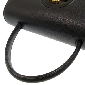 美品 ジャンニ ヴェルサーチ ラ メドゥーサ レザー ブラック 2WAY ハンドバッグ ショルダーバッグ 0270【中古】Gianni Versace