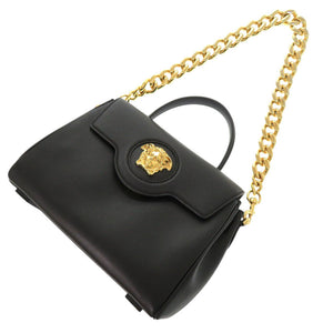 美品 ジャンニ ヴェルサーチ ラ メドゥーサ レザー ブラック 2WAY ハンドバッグ ショルダーバッグ 0270【中古】Gianni Versace