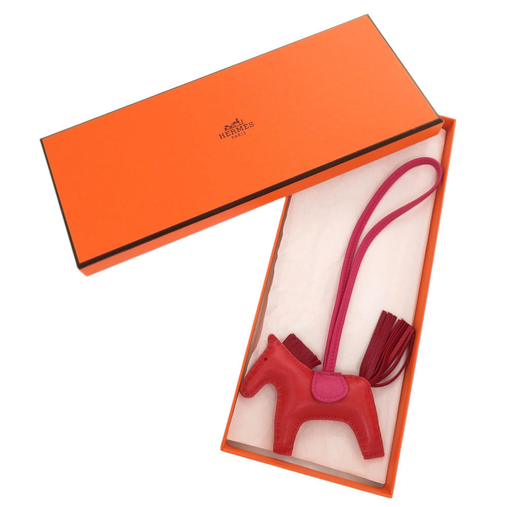 美品 エルメス ロデオチャームPM アニョーミロ Y刻印(2020年製) ローズメキシコ ルビー ルージュインディアン バッグチャーム キーホルダー 0271【中古】HERMES