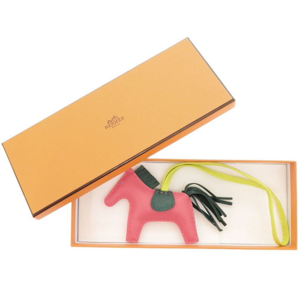 新品同様 エルメス バッグチャーム ロデオチャームPM アニョーミロ ローズアザレ/ライム/マラカイト A刻印(2017年製) キーホルダー 0272【中古】HERMES