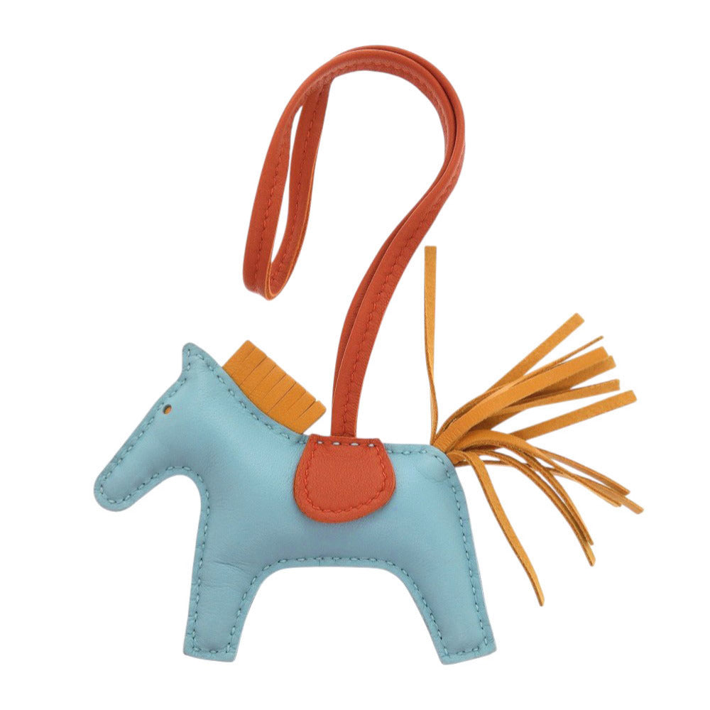 美品 エルメス ロデオチャームPM アニョーミロ セレスト カーネリアン ナチュラルブトンドール A刻印(2017年製) バッグチャーム キーホルダー 0273【中古】HERMES