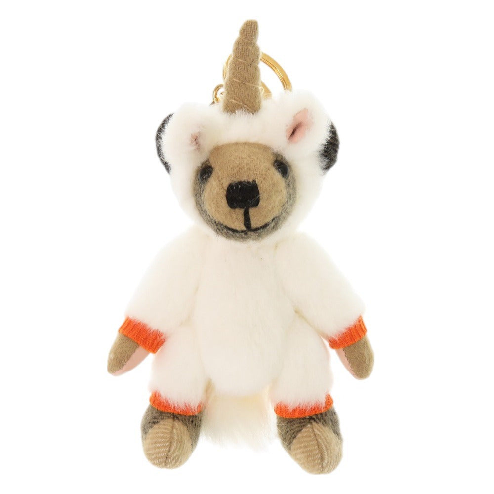 未使用品 バーバリー トーマスベア ユニコーンコスチューム カシミヤ ポリエステル レザー ホワイト ブラウン キーホルダー バッグチャーム 0275【中古】BURBERRY