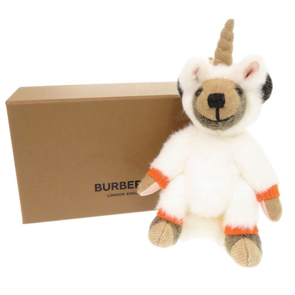 未使用品 バーバリー トーマスベア ユニコーンコスチューム カシミヤ ポリエステル レザー ホワイト ブラウン キーホルダー バッグチャーム 0275【中古】BURBERRY