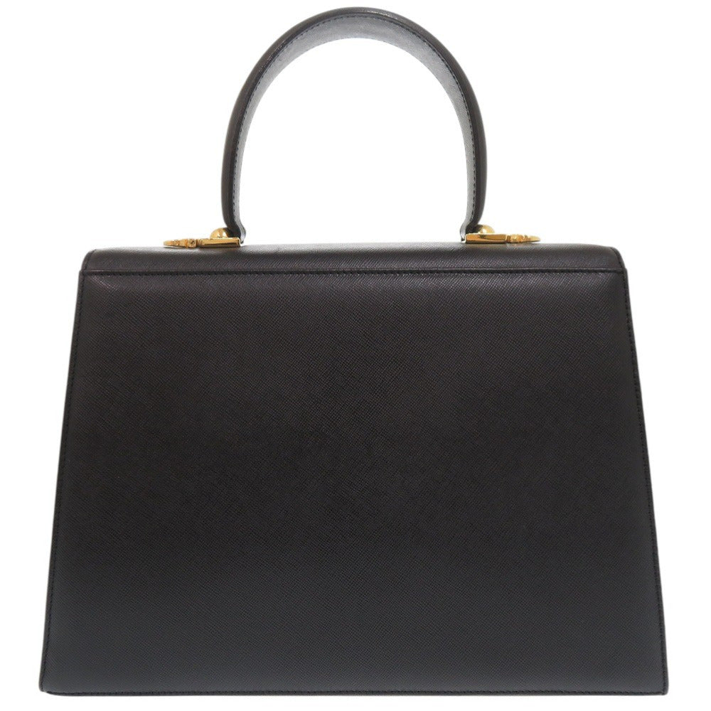 美品 サルヴァトーレフェラガモ ガンチーニ AF-21 2181 レザー ブラック ハンドバッグ 黒 0281【中古】Salvatore Ferragamo