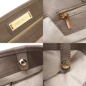 美品 ジミーチュウ SASHA サシャ スタースタッズ レザー スタッズ グレージュ系 トートバッグ ハンドバッグ 0282【中古】JIMMY CHOO