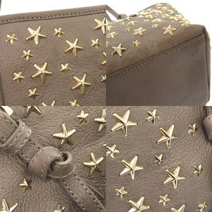 美品 ジミーチュウ SASHA サシャ スタースタッズ レザー スタッズ グレージュ系 トートバッグ ハンドバッグ 0282【中古】JIMMY CHOO