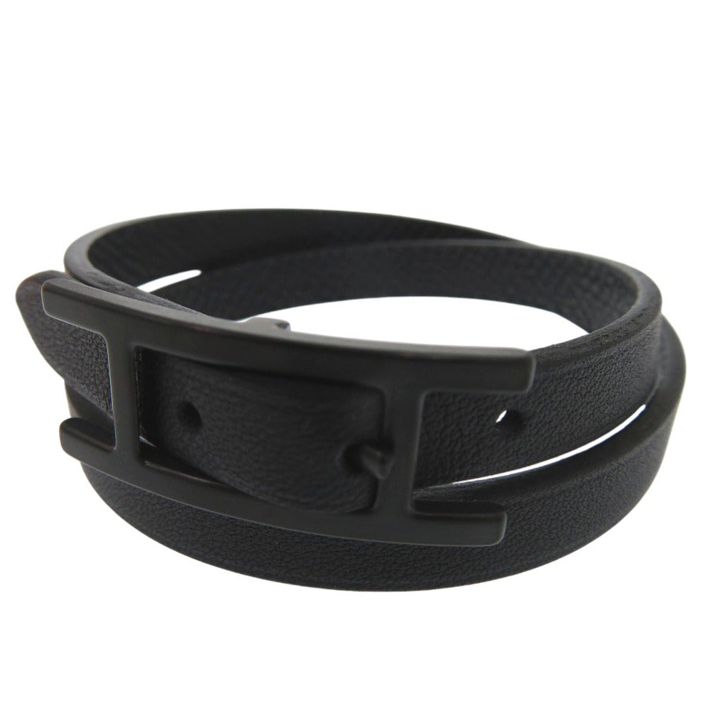 新品同様 エルメス ビーアピ ドゥーブルトゥール BEHAPI DOUBLE TOUR ブレスレット エプソン ブラック T刻印 0283【中古】HERMES