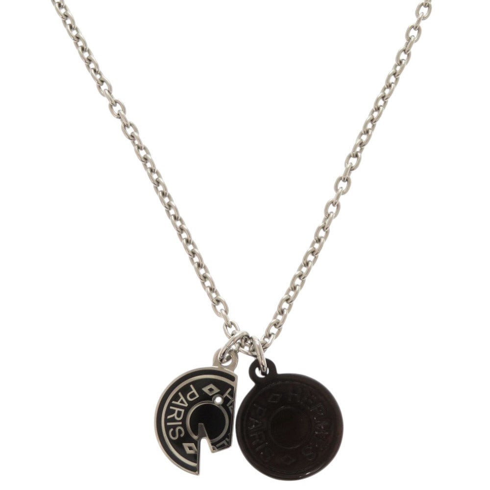 新品同様 エルメス カルーセル メタル バッファローホーン シルバー ブラック ネックレス 0285【中古】HERMES メンズ