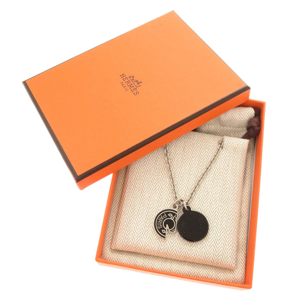 新品同様 エルメス カルーセル メタル バッファローホーン シルバー ブラック ネックレス 0285【中古】HERMES メンズ