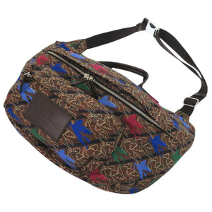 美品 エトロ ペガサス柄 2WAY ショルダーバッグ ナイロン レザー ブラウン 0294【中古】ETRO