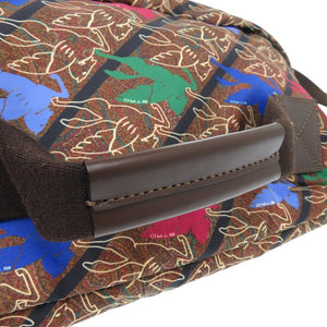美品 エトロ ペガサス柄 2WAY ショルダーバッグ ナイロン レザー ブラウン 0294【中古】ETRO