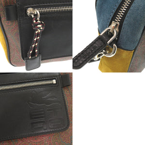 美品 エトロ ペイズリー柄 レザー PVC マルチカラー ショルダーバッグ 0295【中古】ETRO メンズ